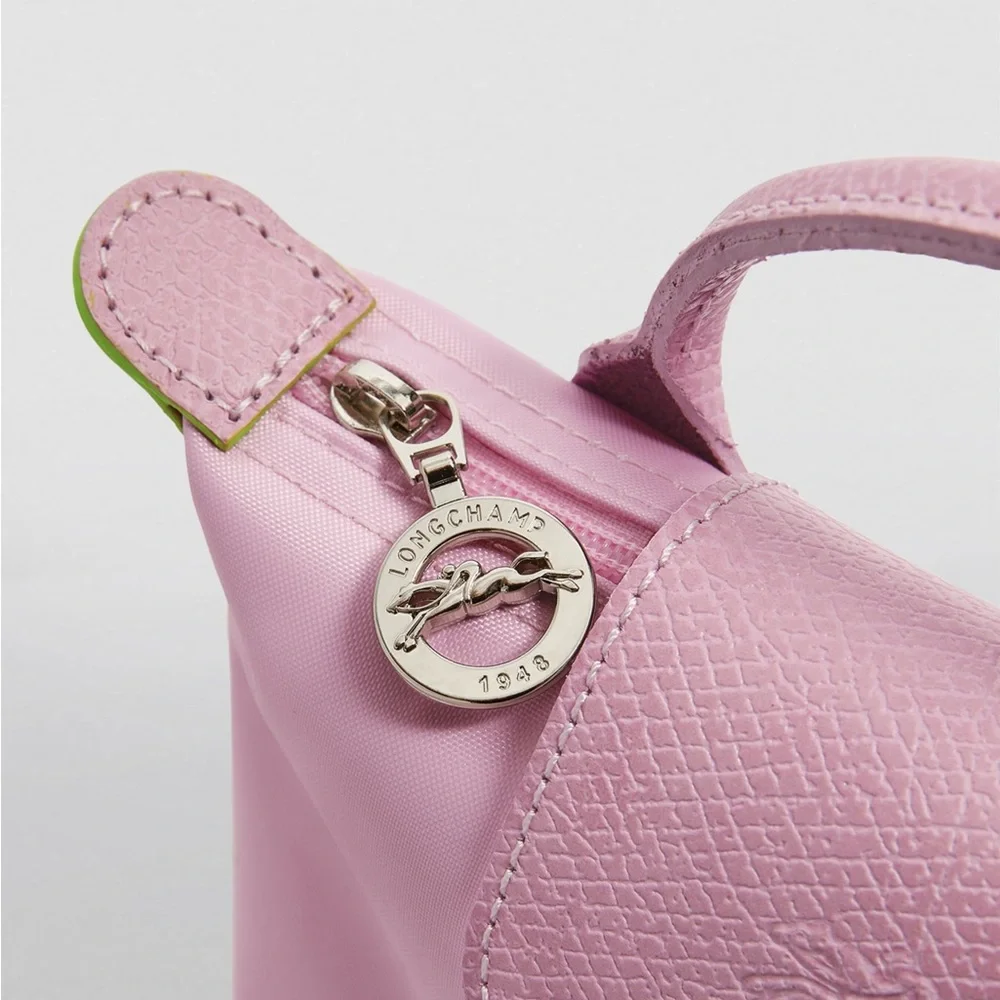 LONGCHAMP Mini Le Pliage Green Top-Handle Bag + Strap - Peony Pink *RARE* - Picture 5 of 10